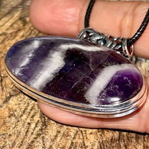 Deep Purple Chevron Amethyst Pendant 1 1/4”x 2”